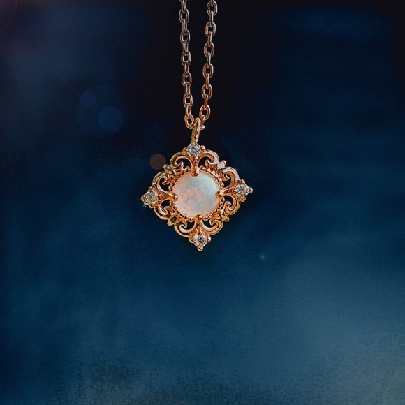 Rose Gold Fire Opal Necklace Gold Vermeil Chain - Picture 4 of 6